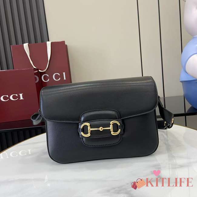 Kitlife Gucci Horsebit 1955 Aura Small Shoulder Bag Black 847063 26x17.5x10cm - 1