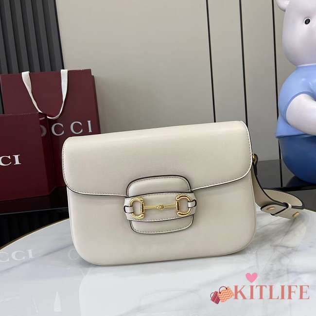 Kitlife Gucci Horsebit 1955 Aura Small Shoulder Bag White 847063 26x17.5x10cm - 1