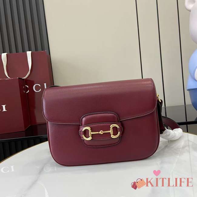 Kitlife Gucci Horsebit 1955 Aura Small Shoulder Bag Red 847063 26x17.5x10cm  - 1