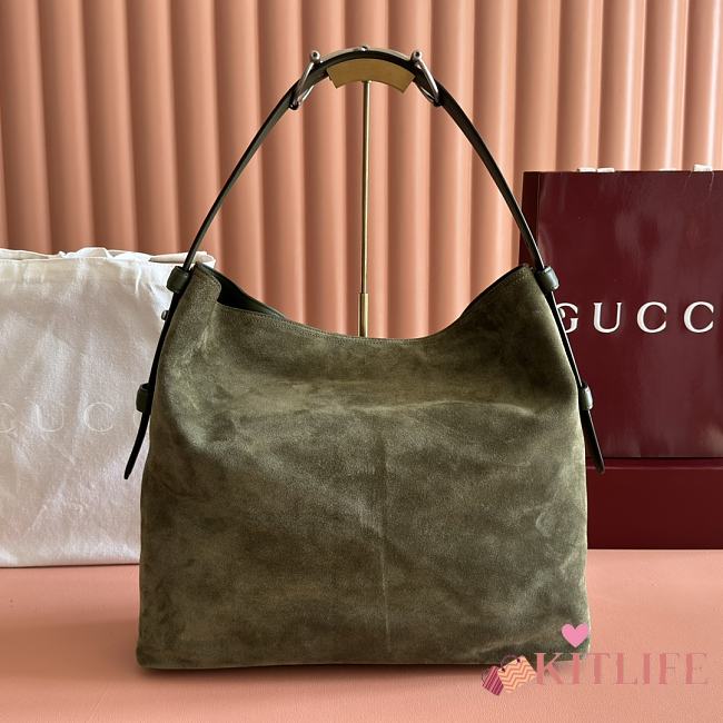 Kitlfie Gucci Beatrix Crossbody Bag Dark Green Suede 850546 40x36x12cm  - 1