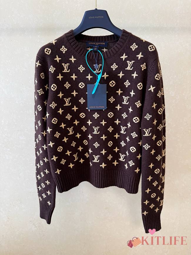 Kitlife Louis Vuitton Monogram Knit Top Brown - 1