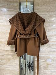 Kitlife Louis Vuitton Belted Short Wrap Pea Coat Brown - 1