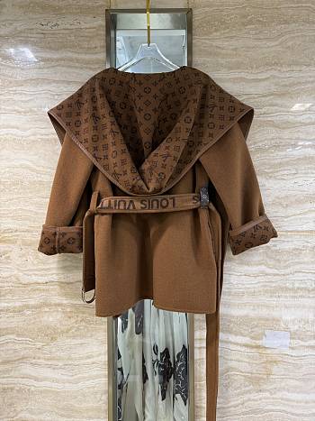 Kitlife Louis Vuitton Belted Short Wrap Pea Coat Brown