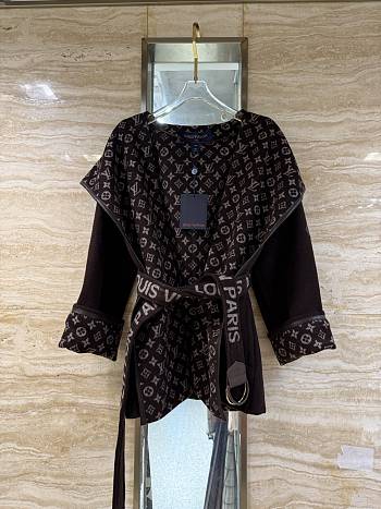 Kitlife Louis Vuitton Belted Short Wrap Pea Coat Dark Brown