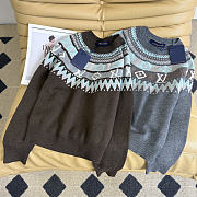 Kitlife Louis Vuitton Graphic Signature Knit Pullover Brown / Grey - 1