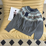 Kitlife Louis Vuitton Graphic Signature Knit Pullover Brown / Grey - 6