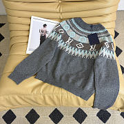 Kitlife Louis Vuitton Graphic Signature Knit Pullover Brown / Grey - 5