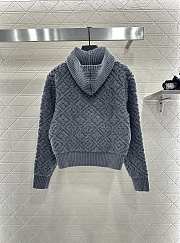 Kitlife Louis Vuitton Jacquard Knit Zip-Up Hooded Jacket Grey  - 6