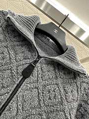 Kitlife Louis Vuitton Jacquard Knit Zip-Up Hooded Jacket Grey  - 5