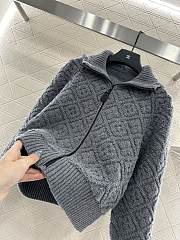 Kitlife Louis Vuitton Jacquard Knit Zip-Up Hooded Jacket Grey  - 2