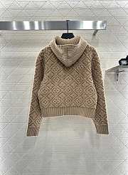 Kitlife Louis Vuitton Jacquard Knit Zip-Up Hooded Jacket Beige - 6
