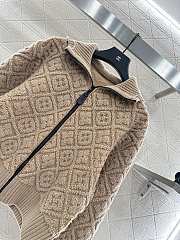 Kitlife Louis Vuitton Jacquard Knit Zip-Up Hooded Jacket Beige - 5