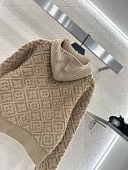 Kitlife Louis Vuitton Jacquard Knit Zip-Up Hooded Jacket Beige - 4