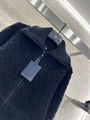 Kitlife Louis Vuitton Jacquard Knit Zip-Up Hooded Jacket Black - 5