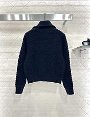 Kitlife Louis Vuitton Jacquard Knit Zip-Up Hooded Jacket Black - 4