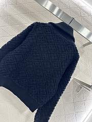 Kitlife Louis Vuitton Jacquard Knit Zip-Up Hooded Jacket Black - 3