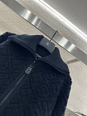 Kitlife Louis Vuitton Jacquard Knit Zip-Up Hooded Jacket Black - 2