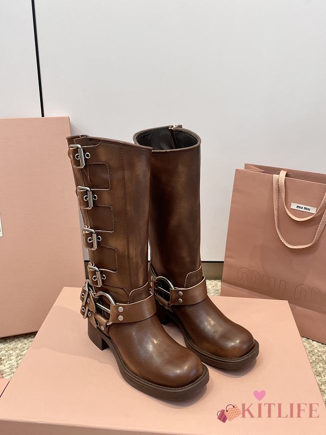 Kitlife Miu Miu Biker Boots Brown - 1