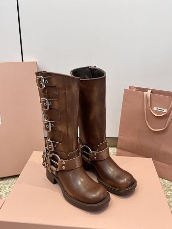Kitlife Miu Miu Biker Boots Brown