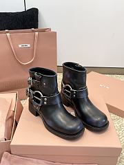 Kitlife Miu Miu Vintage-look Black Leather Ankle Boots - 1