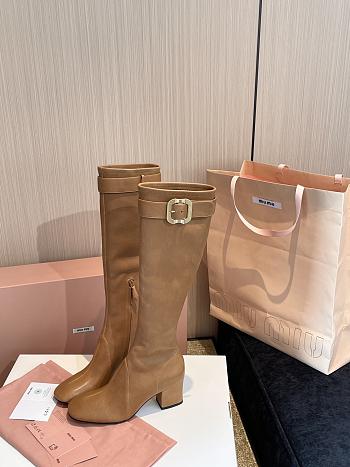 Kitlife Miu Miu Caramel Nappa Leather Boots With Buckle