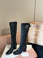 Kitlife Miu Miu Black Nappa Leather Boots With Buckle  - 5