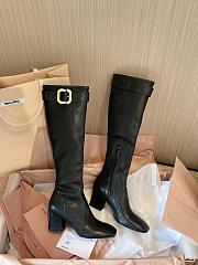Kitlife Miu Miu Black Nappa Leather Boots With Buckle  - 2