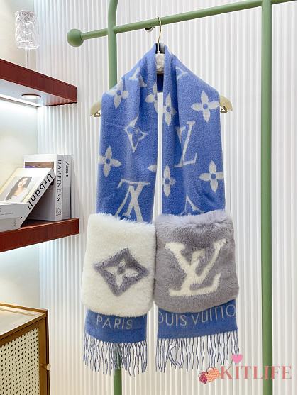 Kitlife Louis Vuitton Cold Reykjavik Scarf Blue 190x46cm  - 1