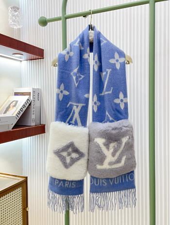 Kitlife Louis Vuitton Cold Reykjavik Scarf Blue 190x46cm 