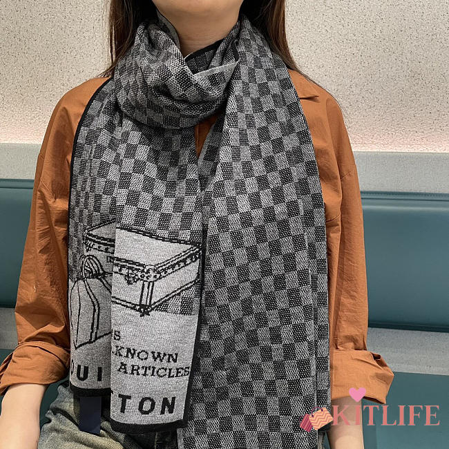 Kitlife Louis Vuitton LV Smash Scarf Grey & Black 180x32cm - 1
