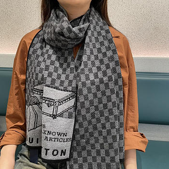Kitlife Louis Vuitton LV Smash Scarf Grey & Black 180x32cm