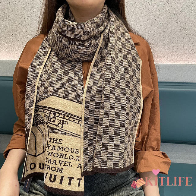 Kitlife Louis Vuitton LV Smash Scarf Brown & Beige 180x32cm  - 1