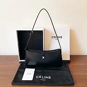 Kitlife Celine Tina Shoulder Bag In Black Shiny Calfskin 123053 25x11.5x2.5cm - 1