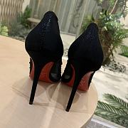 Kitlife Christian Louboutin Follies Mesh and Suede Black Pumps - 6