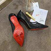 Kitlife Christian Louboutin Follies Mesh and Suede Black Pumps - 2
