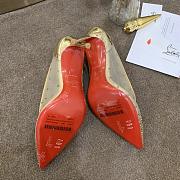 Kitlife Christian Louboutin Follies Mesh and Suede Gold Pumps  - 5