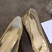 Kitlife Christian Louboutin Follies Mesh and Suede Gold Pumps  - 4