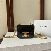 Kitlife Celine Mini Chain Claude In Black Shiny Calfskin Bag 11x9.5x4cm - 1