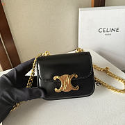 Kitlife Celine Mini Chain Claude In Black Shiny Calfskin Bag 11x9.5x4cm - 3
