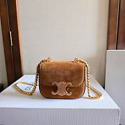 Kitlife Celine Mini Chain Claude In Brown Suede Leather Bag 11x9.5x4cm  - 1