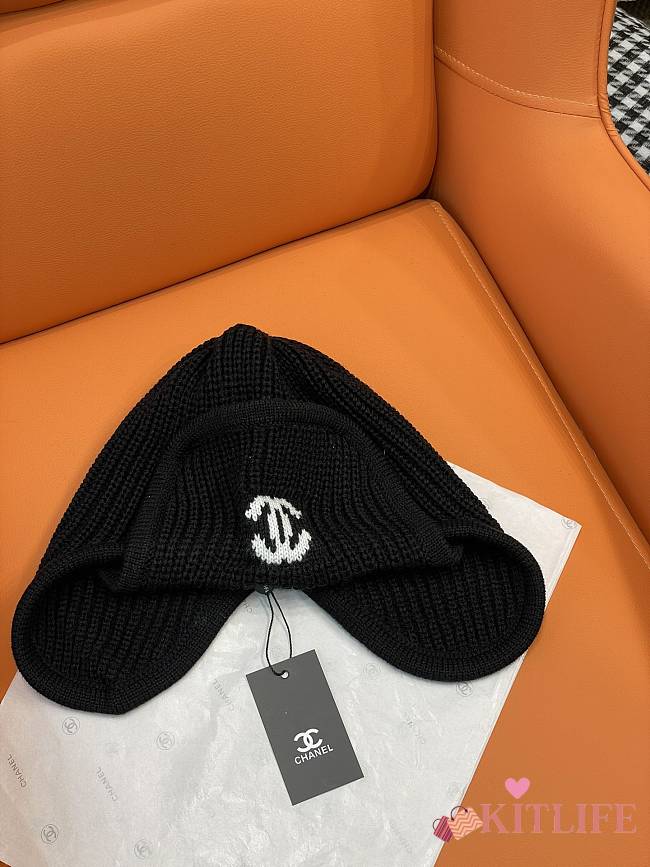 Kitlife Chanel Ear-flap Knit Hat Black - 1