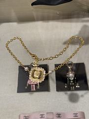 Kitlife Chanel 25k Gold Square Engraved Necklace with Full Diamond Double C Rhinestone Lace Trim and Pearl - 2