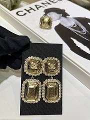 Kitlife Chanel 25K New Full Diamond Double C Lace Square Earrings - 1
