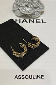 Kitlife Chanel 25B Gold Full Diamond Double C Chain Hoop Earrings - 3
