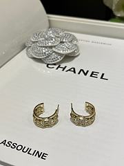 Kitlife Chanel 25B Gold Full Diamond Double C Chain Hoop Earrings - 2
