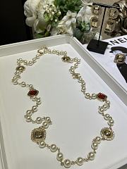 Kitlife Chanel 25K New Gold Lava Square Lace Crystal Pearl Long Necklace - 3