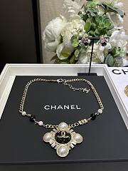 Kitlife Chanel 25K Black Enamel Pearl Rhinestone Diamond Sunflower Necklace - 6