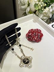 Kitlife Chanel 25K Black Enamel Pearl Rhinestone Diamond Sunflower Necklace - 4