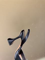 Kitlife Amina Muaddi Satin Black Slingback Pumps  - 6