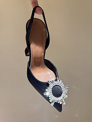 Kitlife Amina Muaddi Satin Black Slingback Pumps  - 3